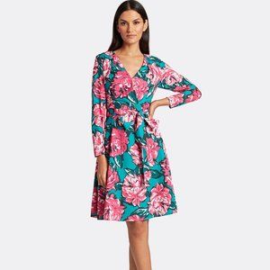 Tahari ASL Floral Crepe de Chine Surplice Dress Size14